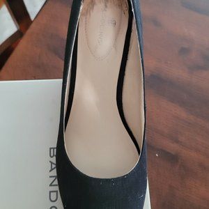 Black Bandolino Peep Toe Espadrille Wedge